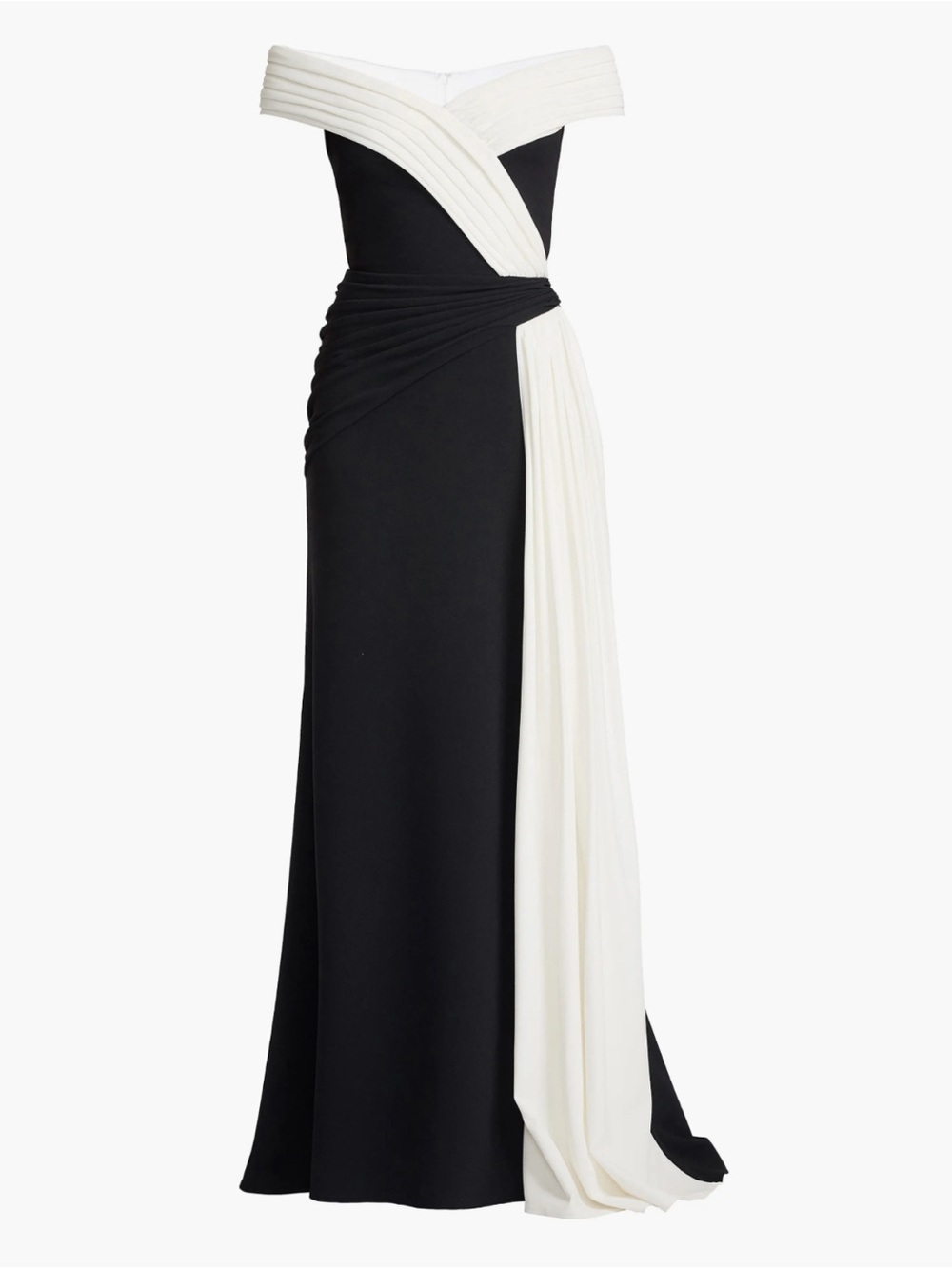 Tadashi Shoji Off the Shoulder Draped Crepe Gown - Picture 5 of 8
